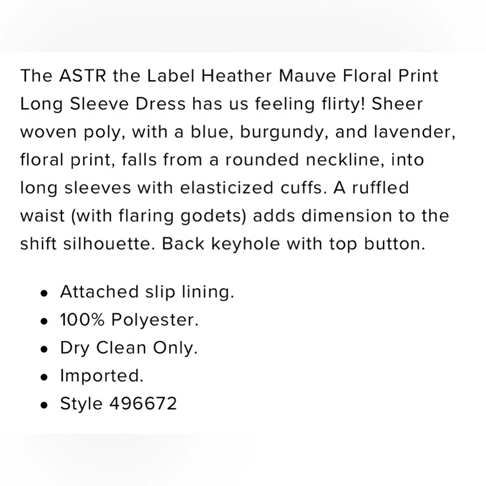 ASTR the Label | Heather Mauve Floral Print Long Sleeve Dress - Picture 10 of 11